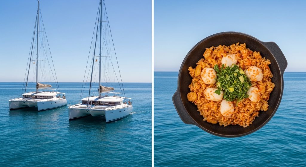 Experiencias gastronómicas en catamarán por las rías: comer con vistas