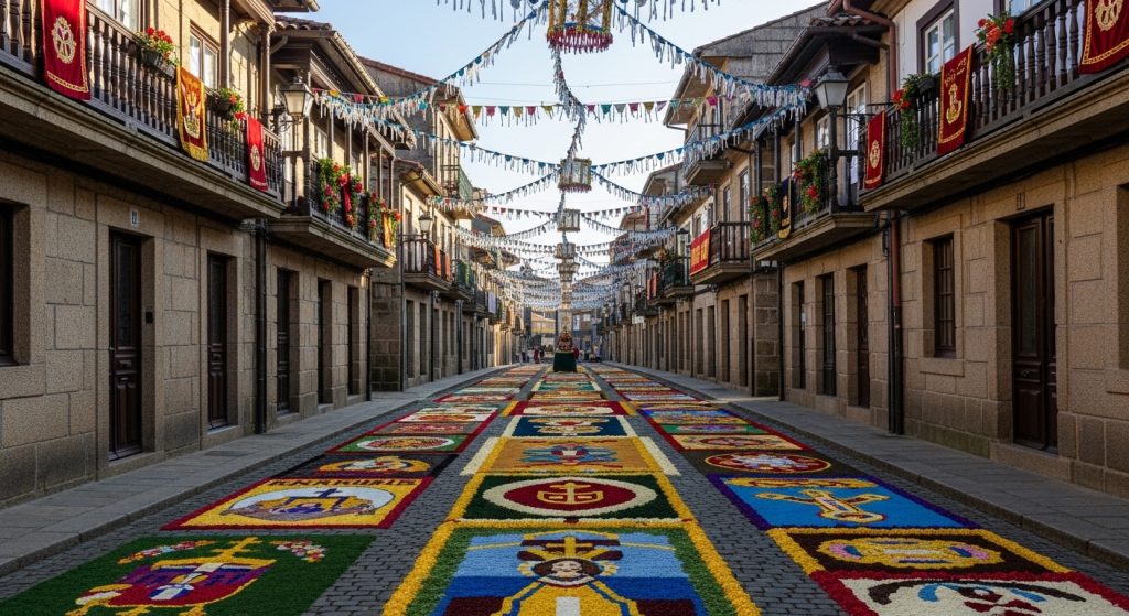 Festa do Corpus Christi en Ponteareas: alfombrado floral y procesiones