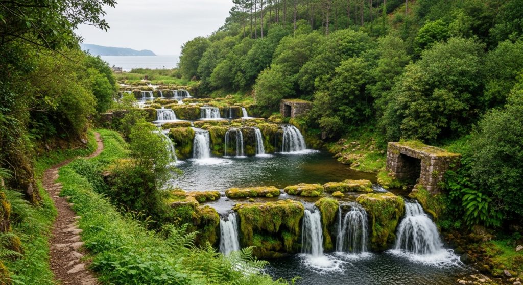 Circuito dos Muíños do Folón e do Picón: Cascadas de muíños, O Rosal, fronteira