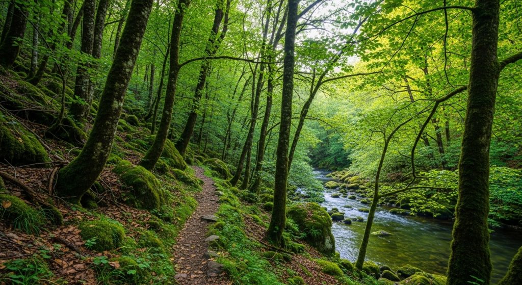 Ruta das Pontes do Río Ladra: Área natural, bosque de ribeira, Begonte