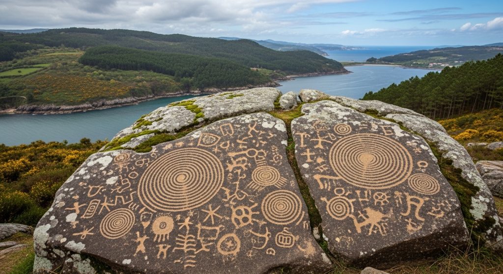 Ruta de los petroglifos de Mogor: arte rupestre con vistas a la ría
