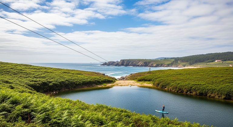 Rutas de multiaventura en el Parque de A Lanzada: tirolinas y paddle surf