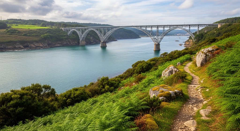 Sendeiro de Rande: a ponte histórica e o encoro da ría