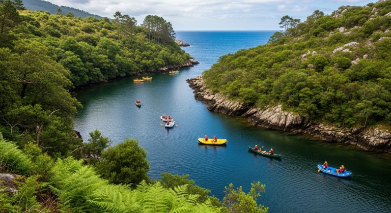 Descenso del río Ulla en balsas y piraguas para principiantes