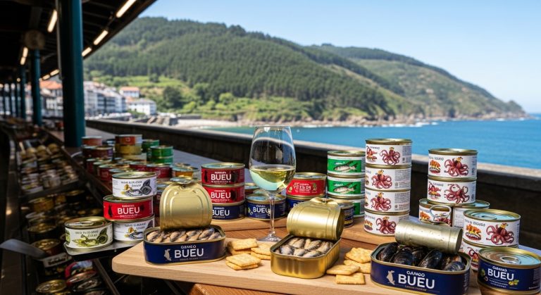 Cata de conservas de pescado de Bueu en la misma lonja