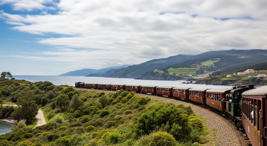 Viaje en tren histórico por el ferrocarril de la Costa de Galicia
