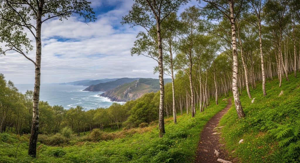 Ruta do Bidueiral de Montederramo: bosque de bidueiros e paisaxe máxica