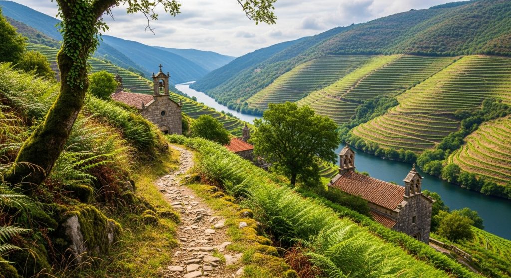 Sendeiro da Ribeira Sacra dende Castro Caldelas: ermidas e viñedos