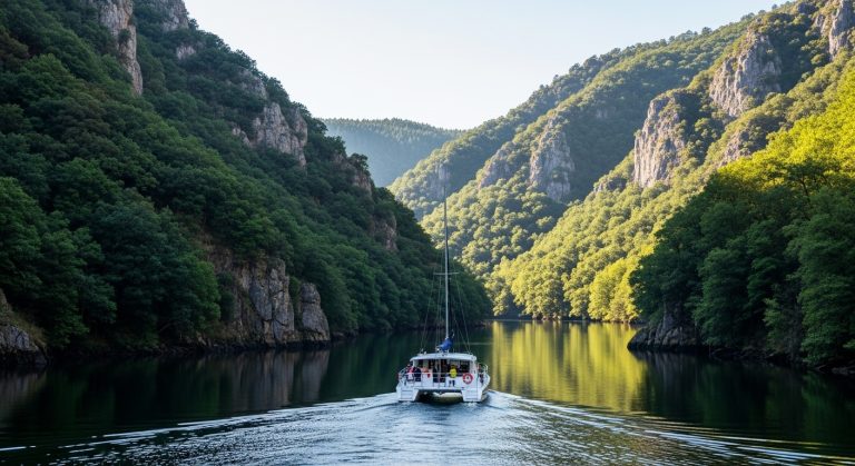 Paseo en catamarán por los cañones del Sil en verano