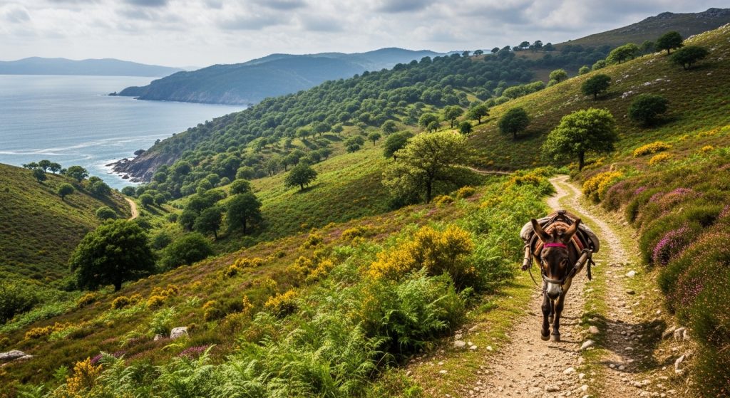 Paseo en burro por la Serra da Groba: ruta para familias
