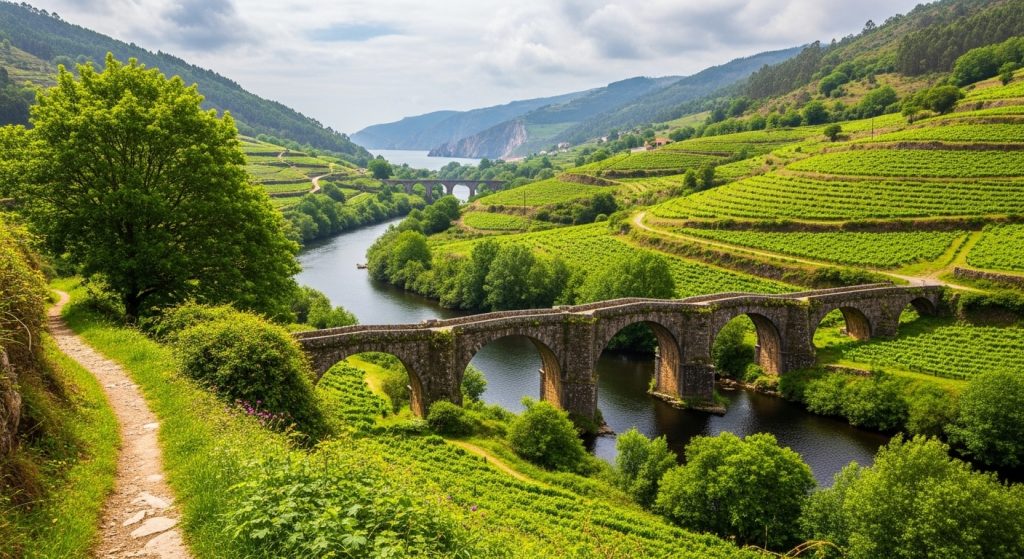 Sendeiro do Río Avia en Leiro: viñedos e pontes medievais