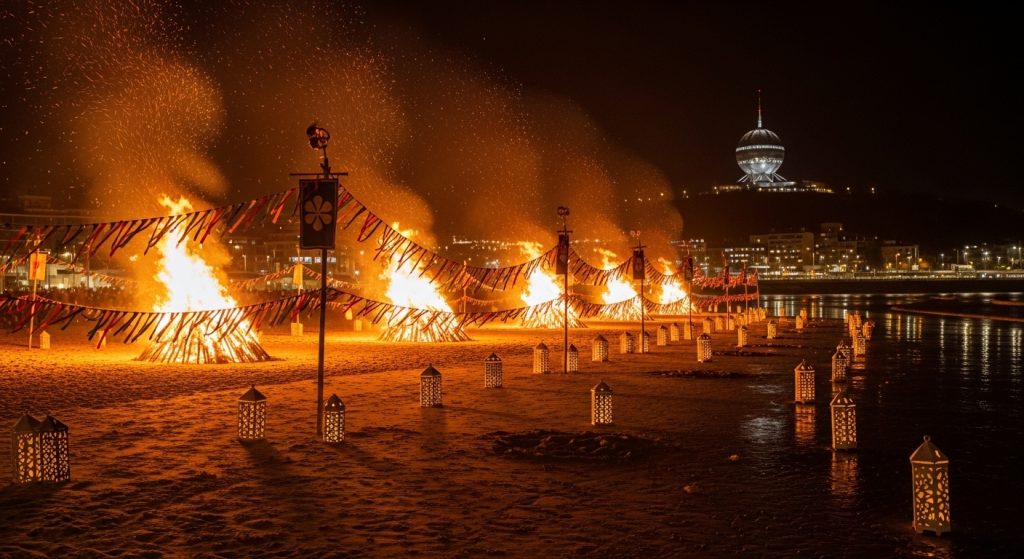 Fogueiras de San Xoán en A Coruña: saltos y magia del fuego