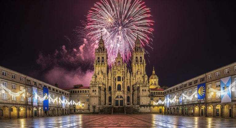 O Apóstolo en Santiago: fuegos artificiales y tradición