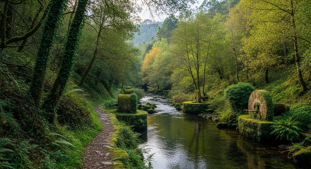Sendeiro do río Mao en Cartelle: paseo fluvial e muíños