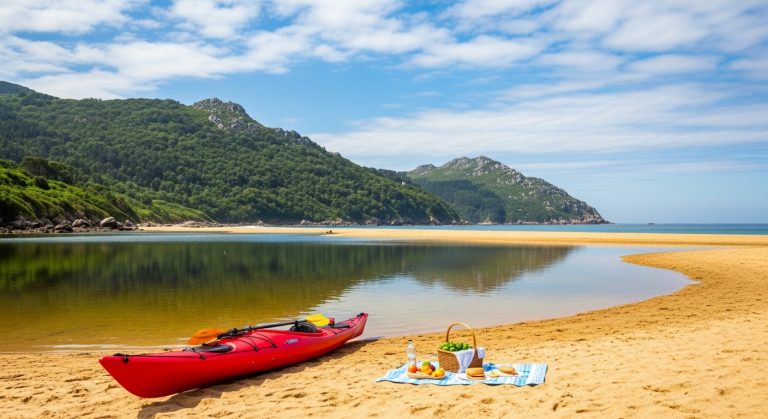 Kayak y picnic en la Playa de Lagoa de Louro