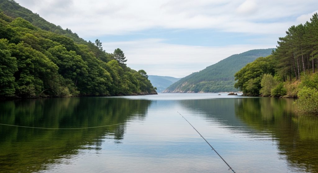 Pesca deportiva en las aguas del río Tambre