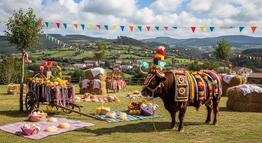 Romería dos Cortellos en Catoira: exaltación del buey y alegría rural