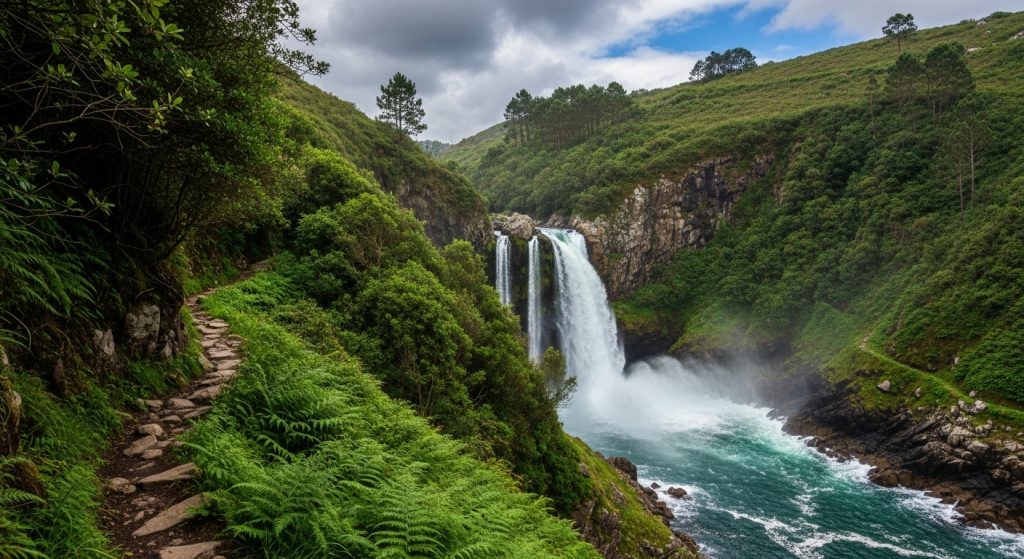 Sendeiro das Fervenzas do Ézaro: a fervenza que cae ao mar