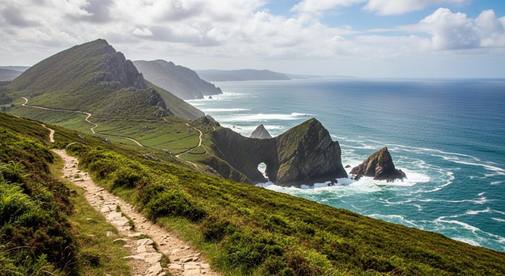 Ascensión ao Monte Coroa en Cedeira: vista ás tres furadas