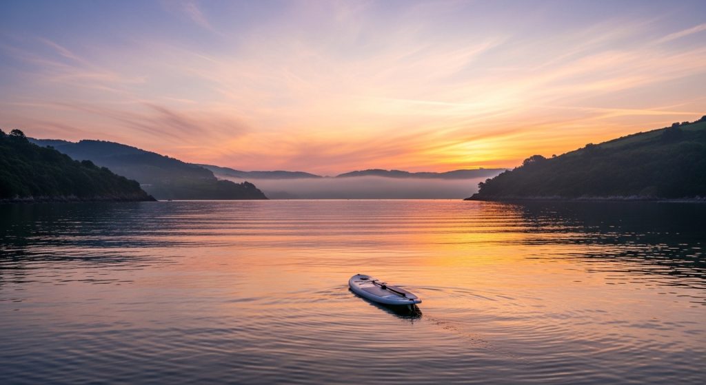 Paddle surf al amanecer en la ría de Ferrol