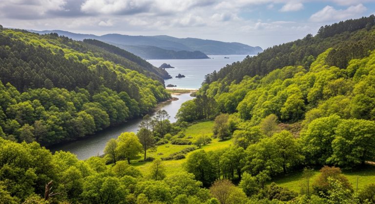 Ruta del verde por el valle del río Eo en primavera