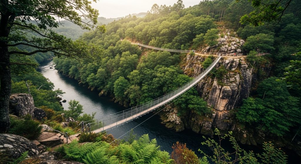 Ruta das Pontes Colgantes de Ribeira de Piquín: vertixe no Eo