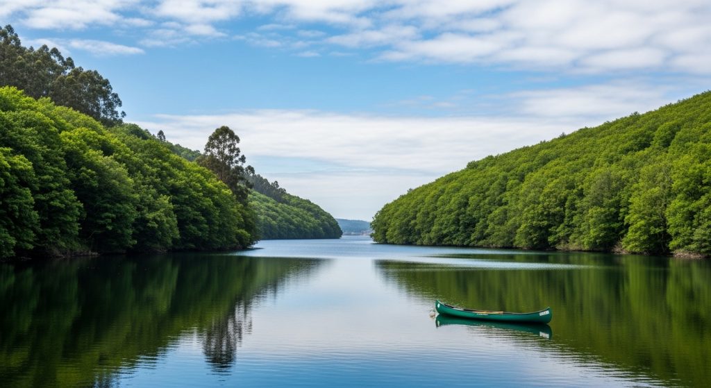 Piragüismo por las embalses do Eume en verano