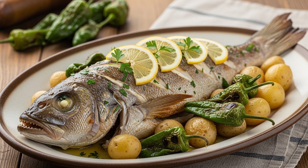 Receta de rodaballo a la espalda con patatas panaderas