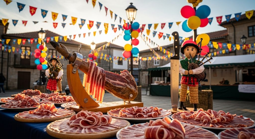 Festa do Xamón en A Cañiza: corte y degustación del jamón gallego
