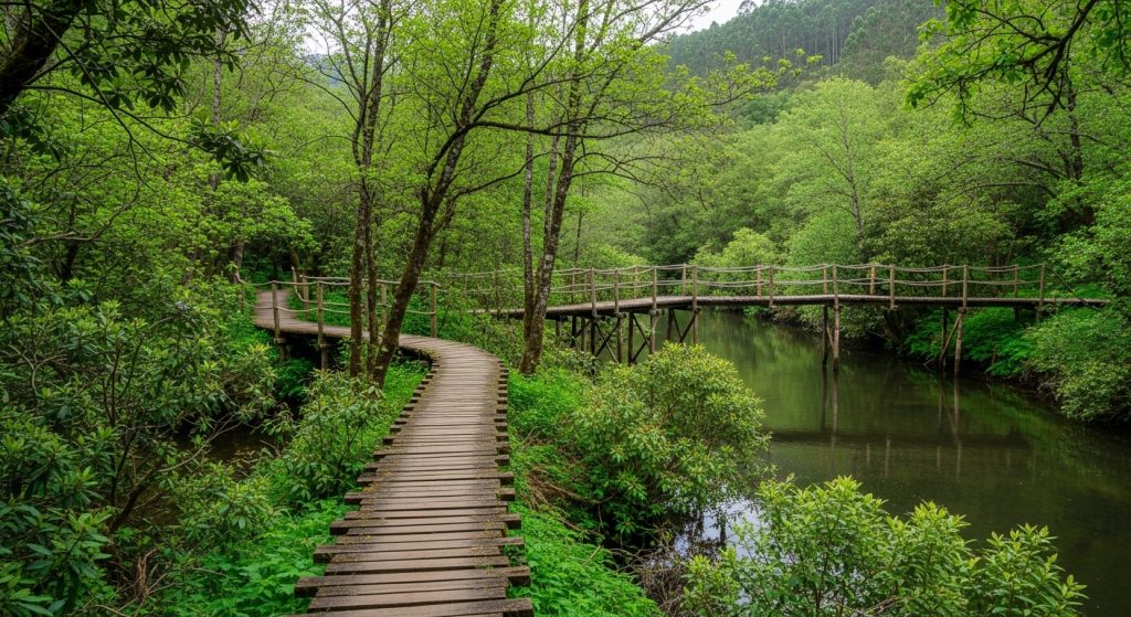 Ruta do río Tambre desde Noia: pasarelas sobre a auga