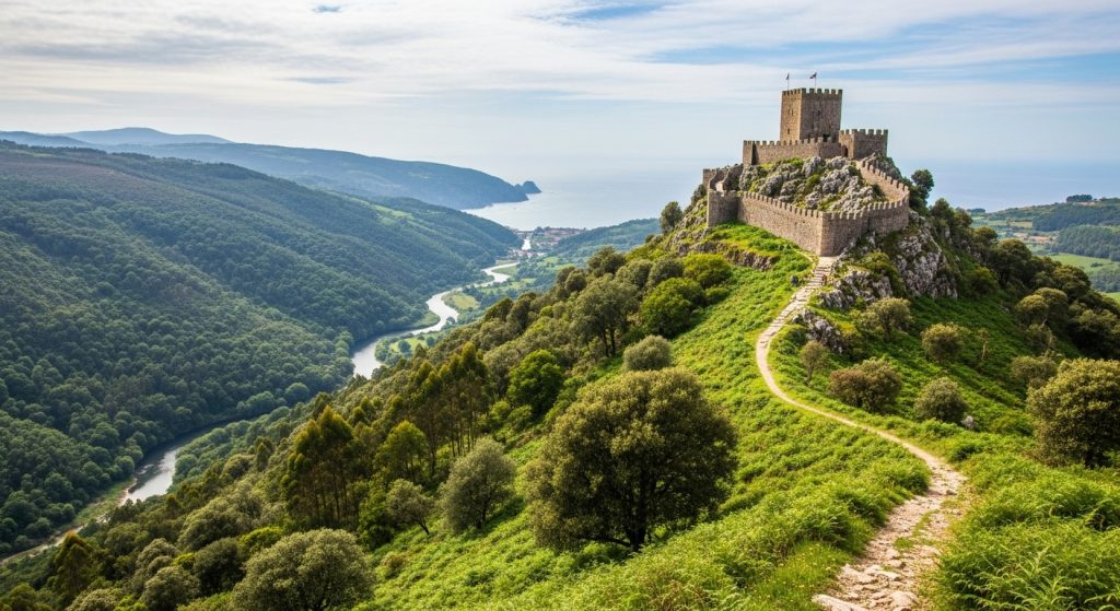Ascensión ao Monte do Castelo en Monforte: a fortaleza mirando o Cabe