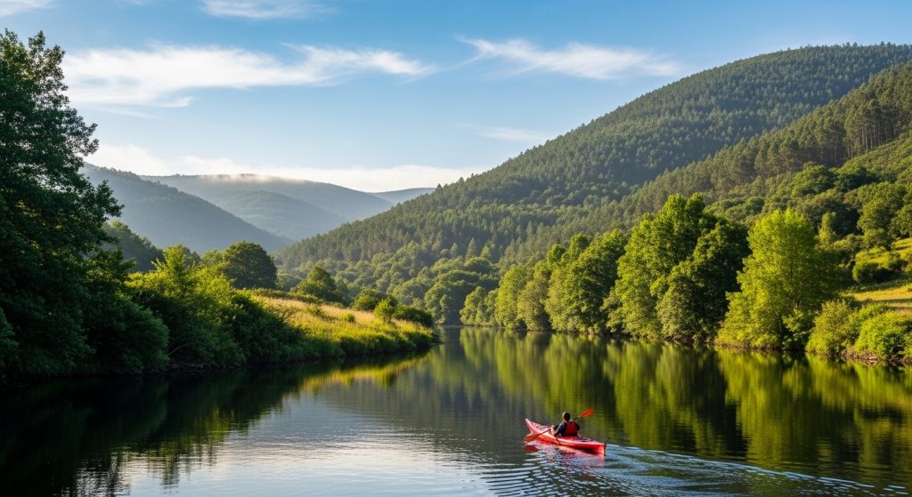 Escapada al río Ulla en kayak en verano: paisajes verdes