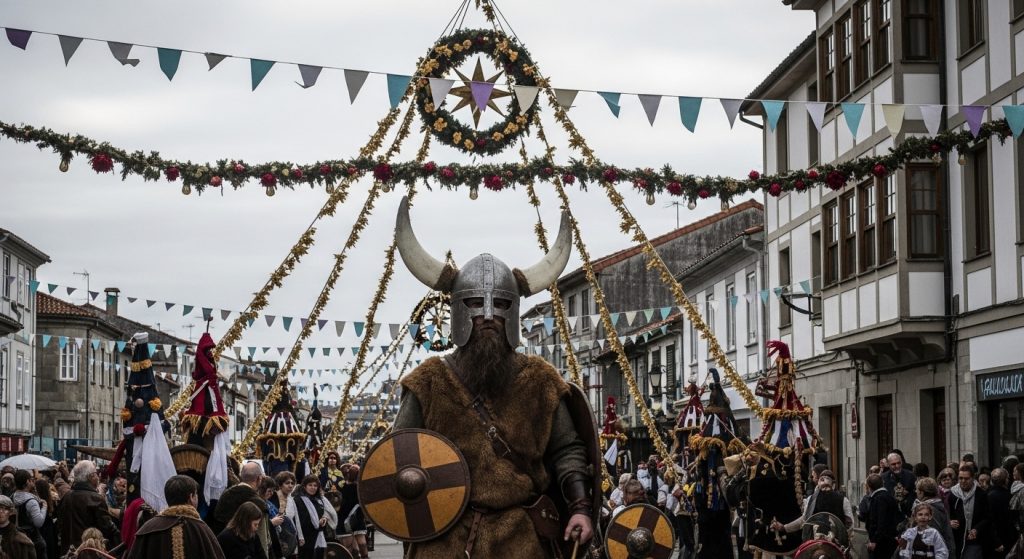 Romería Vikinga de Catoira: drakkar,重构, ataque normando y festividad