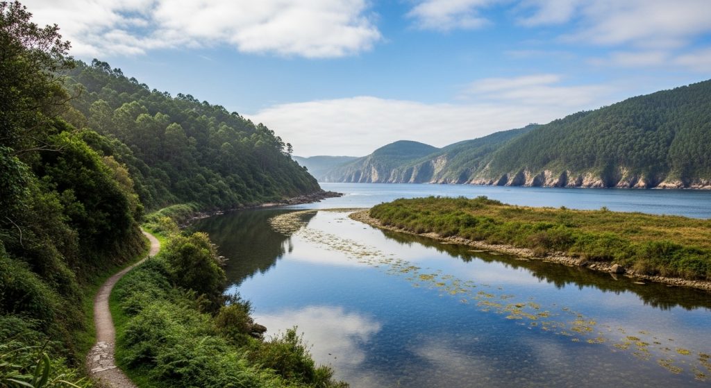 Sendeiro dos cristais de auga no río Navia: olladas ás Rías Altas