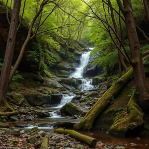 Sendero da Fervenza de Augacaída: cascada escalonada y bosque autóctono en Neda