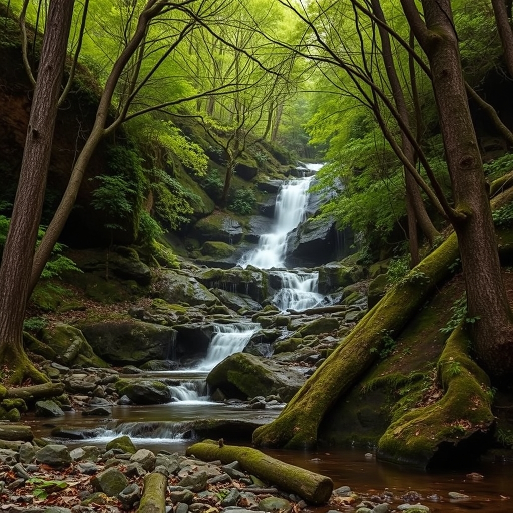 Sendero da Fervenza de Augacaída: cascada escalonada y bosque autóctono en Neda