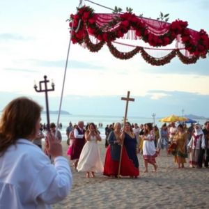 Romería de la Virgen de la Lanzada: playa, arena y fe
