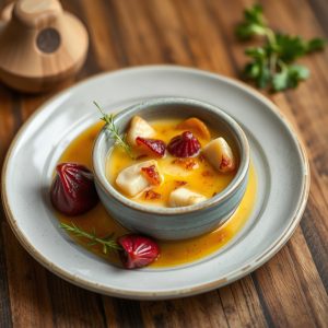 Receta de crema de navajas con setas de la sierra de O Morelle