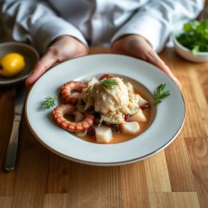 Pulpo á mugardesa con cachelos de la Mariña
