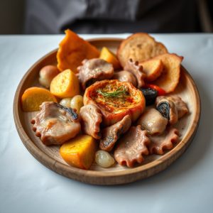 Receta de sartén de setas con huevos rotos de corral
