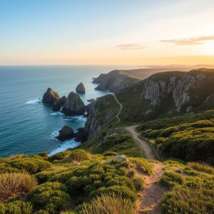 Ruta das Praias de O Rostro: area e rochas en Fisterra