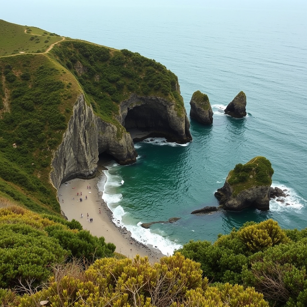 Sendeiro da Praia de O Rostro: area, mar e cantís en Fisterra