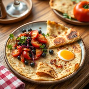 Receta de tortilla de grelos con patacas e cebola caramelizada