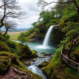 Sendeiro da Fervenza do Río Corzos: salto e poza en Pedrafita do Cebreiro