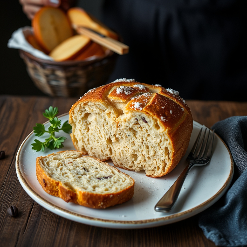 Receita de pan de trigo con nata e azucre ao estilo de Muxía