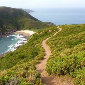 Sendeiro da Praia de Bascuas: area e cantís en Cedeira