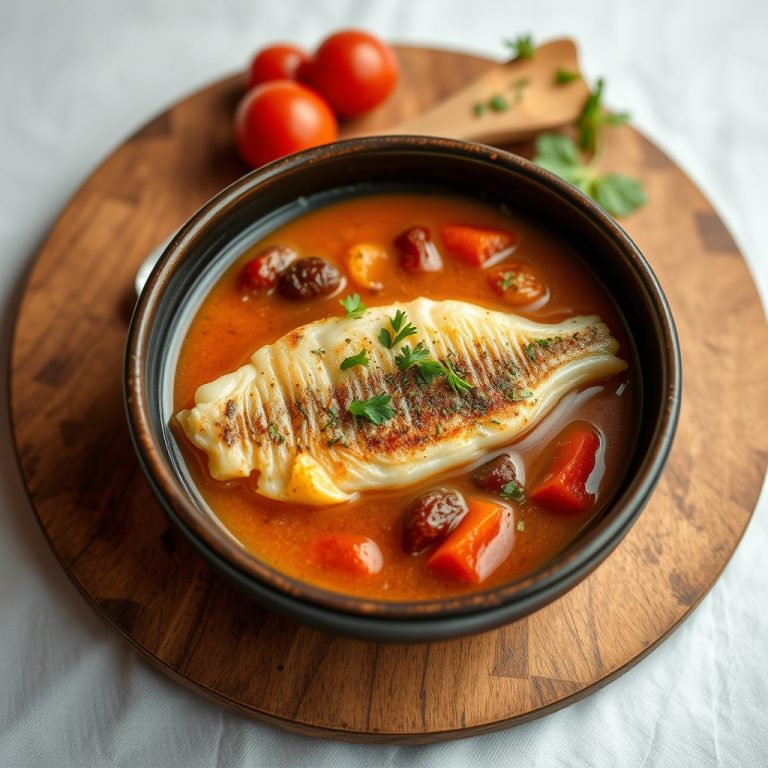 Receita de sopa de peixe con rodaballo da Costa da Morte