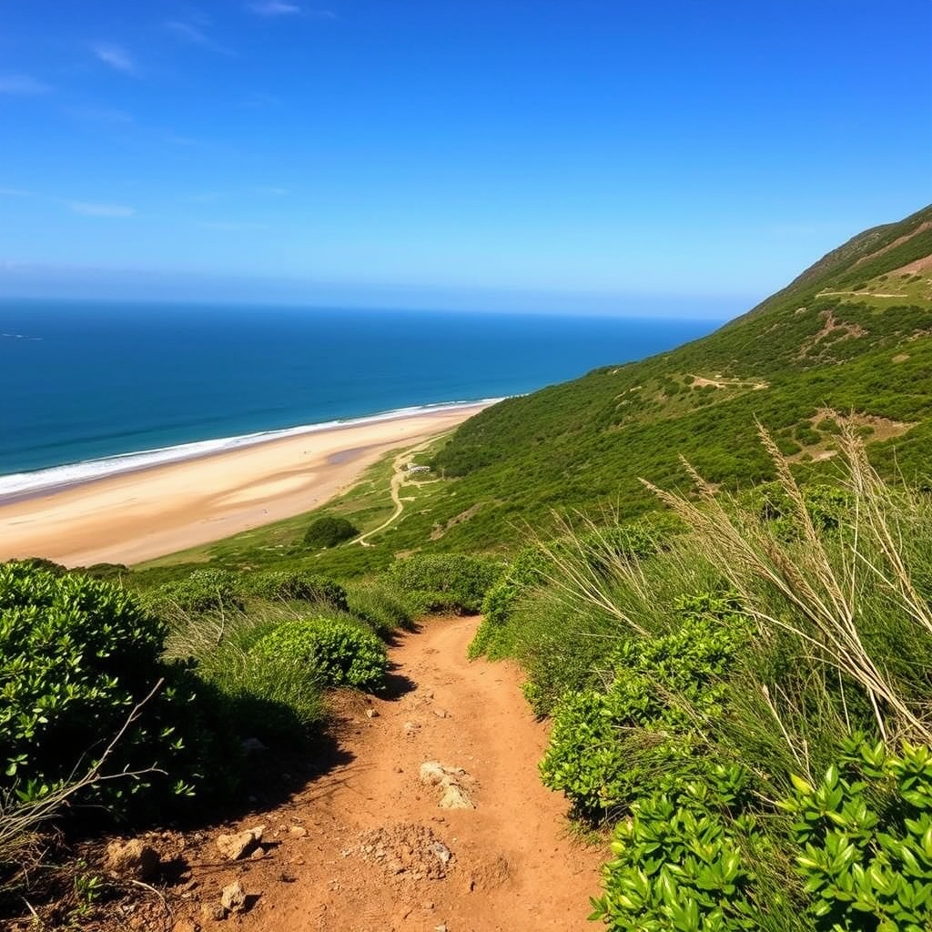 Sendeiro da Praia de Lariño: area e montes en Carnota
