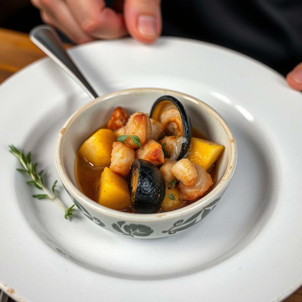 Receita de caldeirada de raia con cachelos de Ferrol