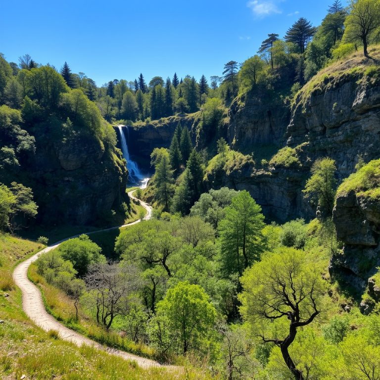 Senderismo en la ruta de la Férveda: pasarelas y cascada en Valga